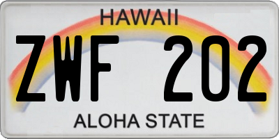 HI license plate ZWF202