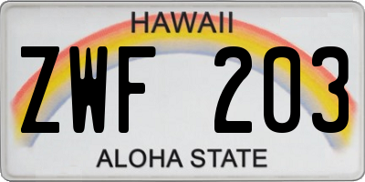 HI license plate ZWF203