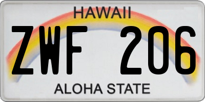 HI license plate ZWF206
