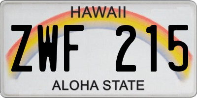 HI license plate ZWF215