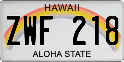 HI license plate ZWF218