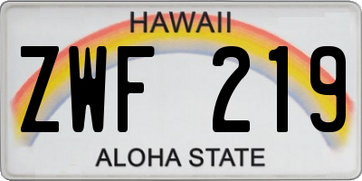 HI license plate ZWF219