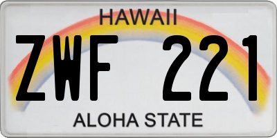 HI license plate ZWF221
