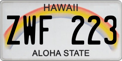 HI license plate ZWF223