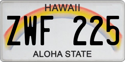 HI license plate ZWF225