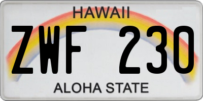 HI license plate ZWF230
