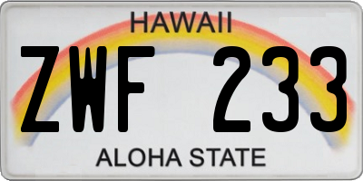 HI license plate ZWF233