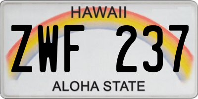 HI license plate ZWF237