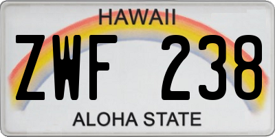 HI license plate ZWF238