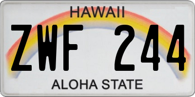 HI license plate ZWF244