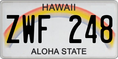 HI license plate ZWF248