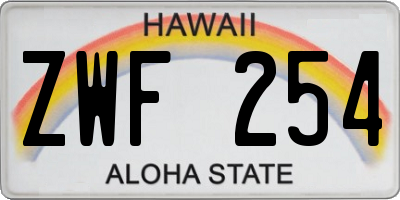 HI license plate ZWF254