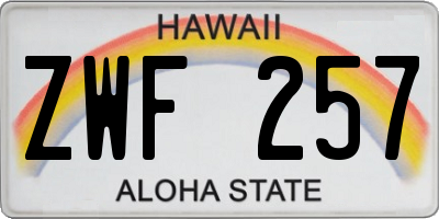 HI license plate ZWF257