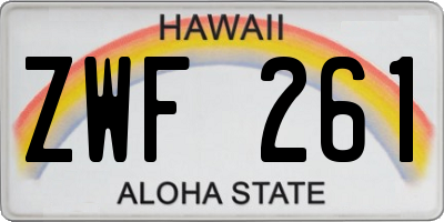 HI license plate ZWF261