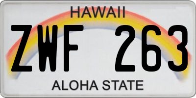 HI license plate ZWF263