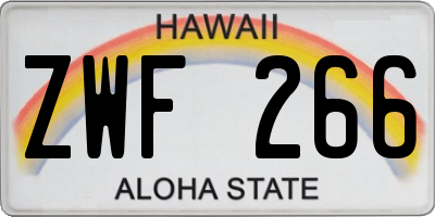 HI license plate ZWF266
