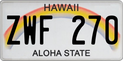 HI license plate ZWF270
