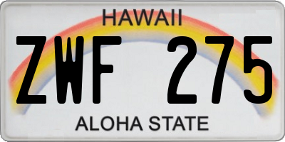 HI license plate ZWF275