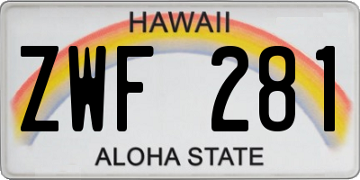 HI license plate ZWF281