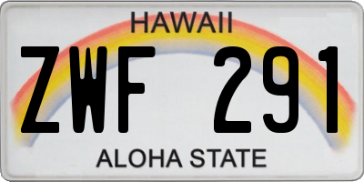 HI license plate ZWF291
