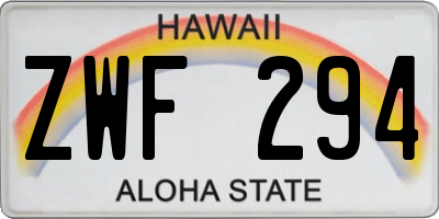 HI license plate ZWF294