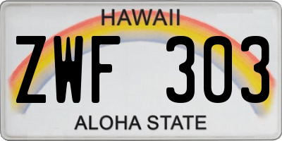 HI license plate ZWF303