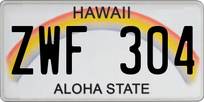HI license plate ZWF304