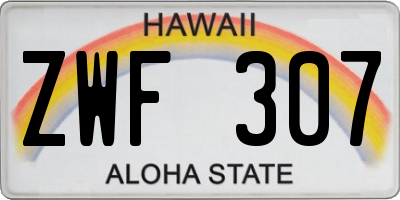 HI license plate ZWF307