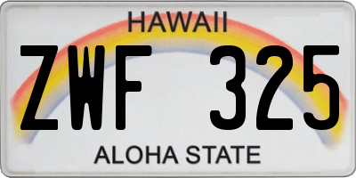 HI license plate ZWF325