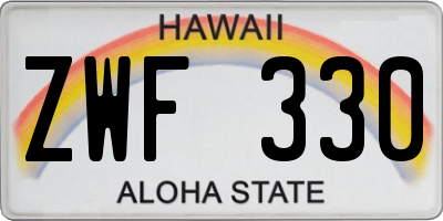 HI license plate ZWF330