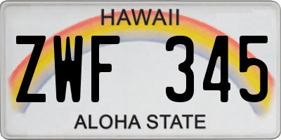 HI license plate ZWF345