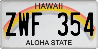 HI license plate ZWF354