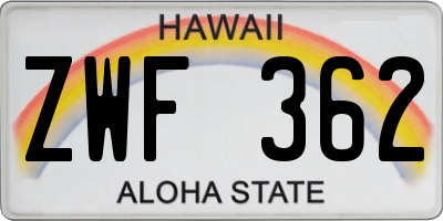 HI license plate ZWF362