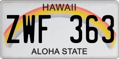 HI license plate ZWF363