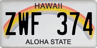 HI license plate ZWF374