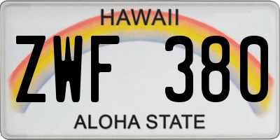 HI license plate ZWF380