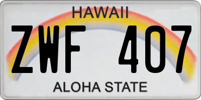 HI license plate ZWF407