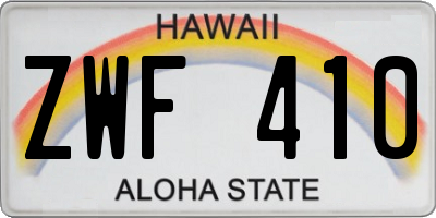 HI license plate ZWF410