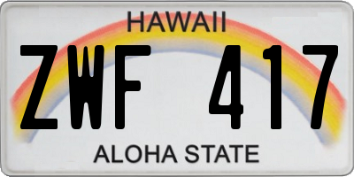 HI license plate ZWF417