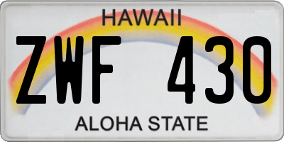 HI license plate ZWF430