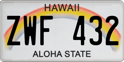 HI license plate ZWF432