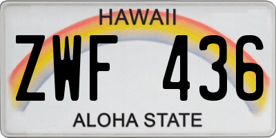 HI license plate ZWF436