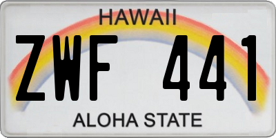 HI license plate ZWF441