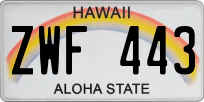 HI license plate ZWF443