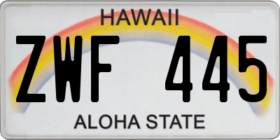 HI license plate ZWF445