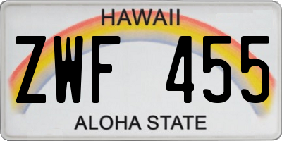 HI license plate ZWF455