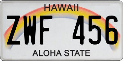 HI license plate ZWF456
