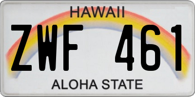 HI license plate ZWF461