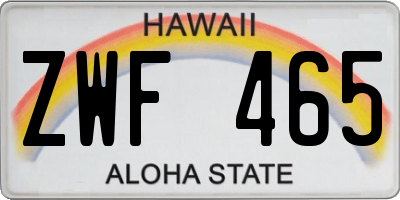 HI license plate ZWF465