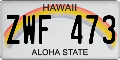 HI license plate ZWF473